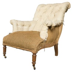 French Napoleon III Armchair with Rolled Back