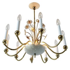 Retro Paavo Tynell   10 Arms  Brass Chandelier for  Lightolier ,  1950 , USA