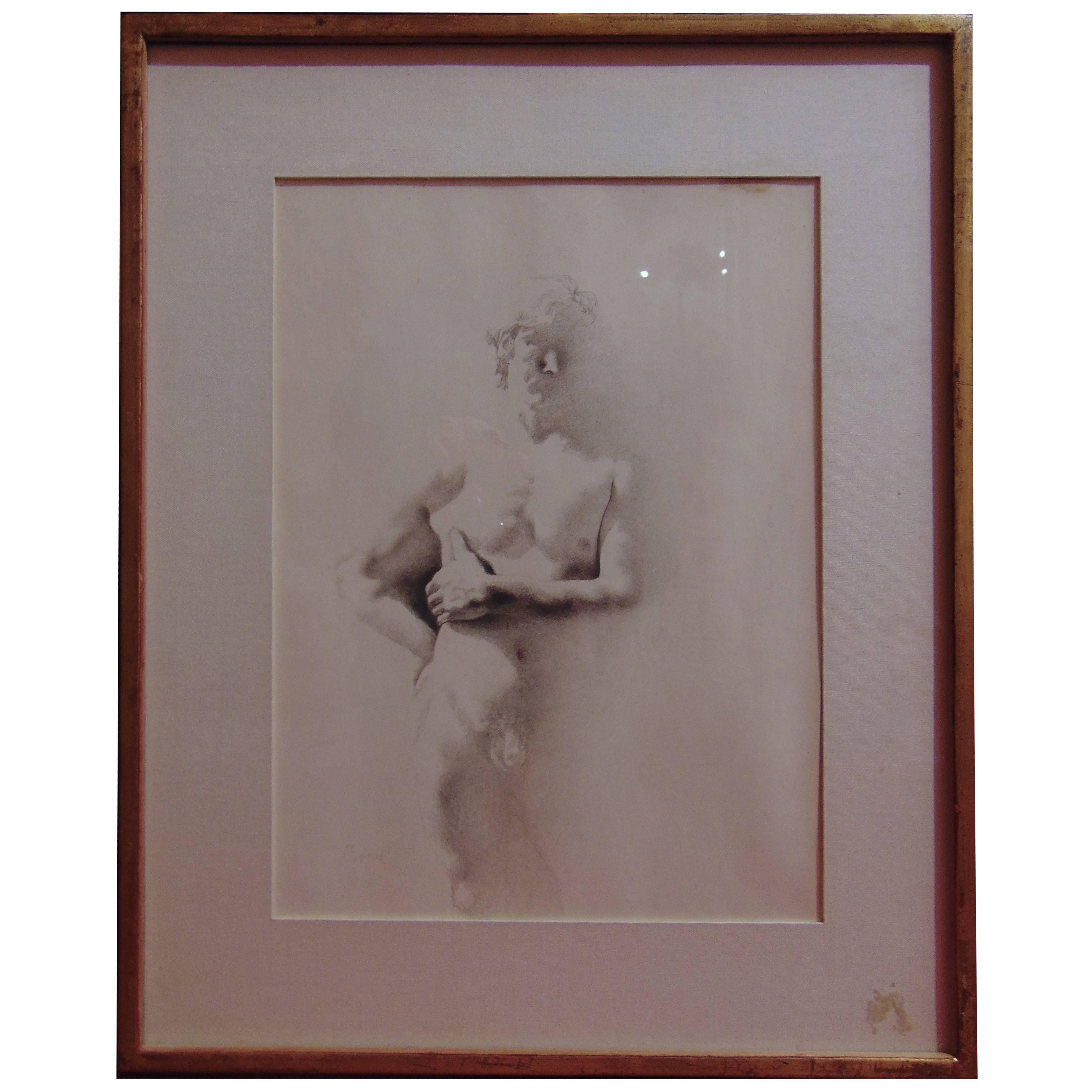 Male Nude Drawing by Robert Crowl
