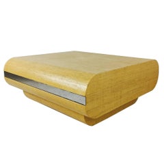 Curved Grass Cloth Coffee Table by Pace