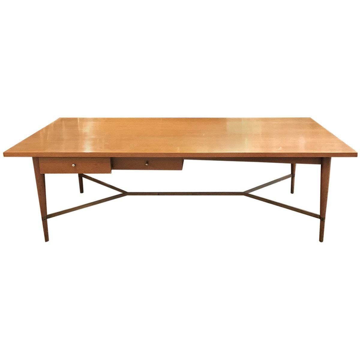 Paul McCobb Mid-Century Mahogany and Brass Cocktail Table