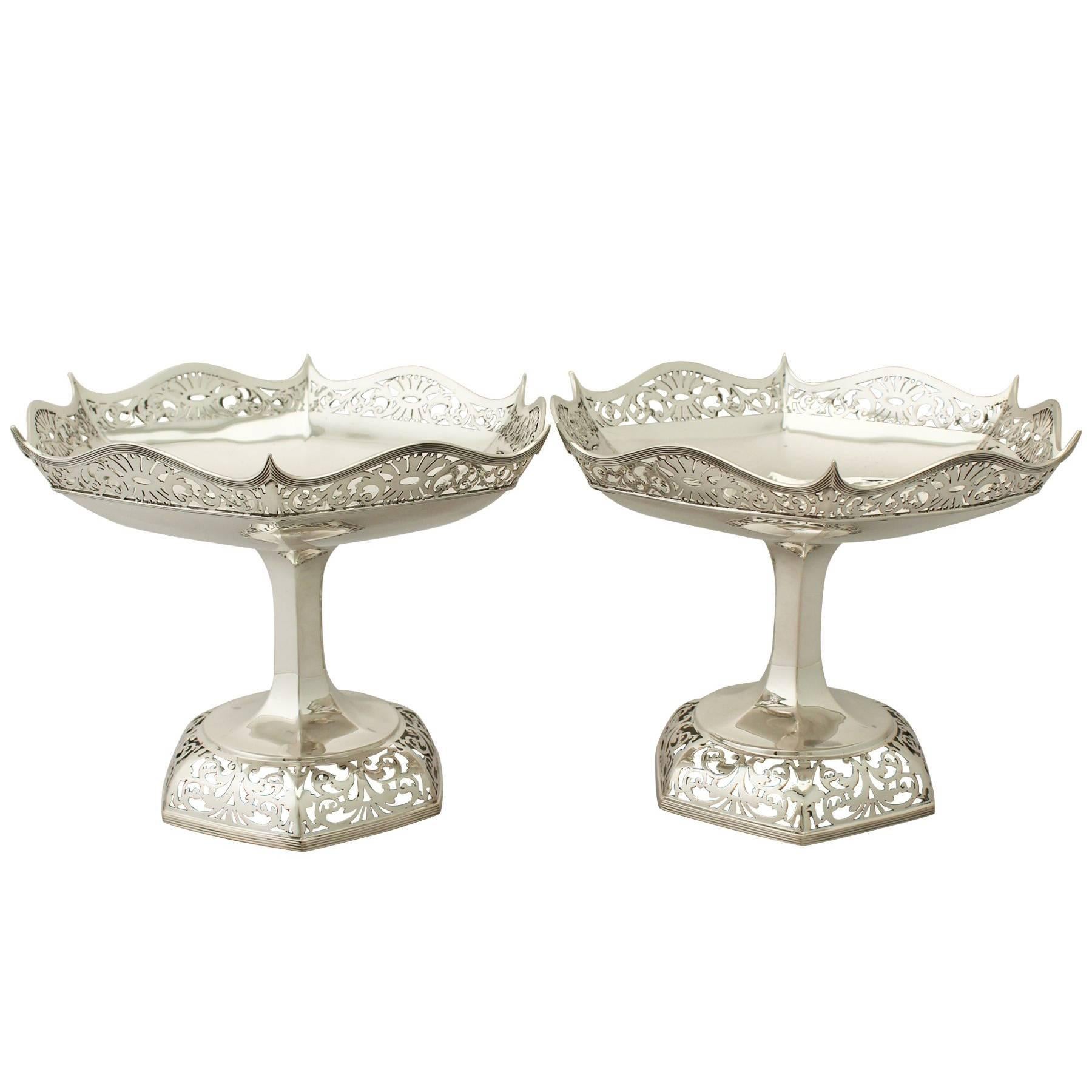 Edwardian Pair of Sterling Silver Tazza