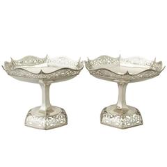 Edwardian Pair of Sterling Silver Tazza
