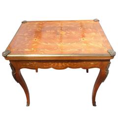 19th Century Walnut and Marquetry Fold over Card Table