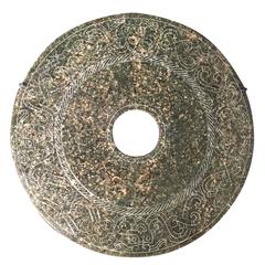 Antique Important Ancient China Jade Bi Disc, Han Dynasty 206BC- 220AD