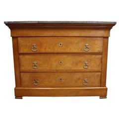 Louis Philippe Commode with Bird’s-Eye Maple Wood and Marble-Top