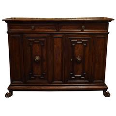 Large Italian Late Renaissance Walnut Credenza, 16th-17th Century