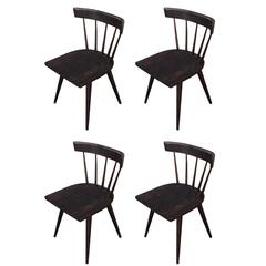 Set of Four Modern Black Paul McCobb Dining Chairs