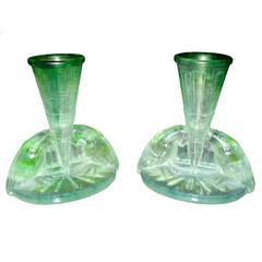 Very Rare Pair of G. Argy-Rousseau Pate de Crystal Candleholders 10