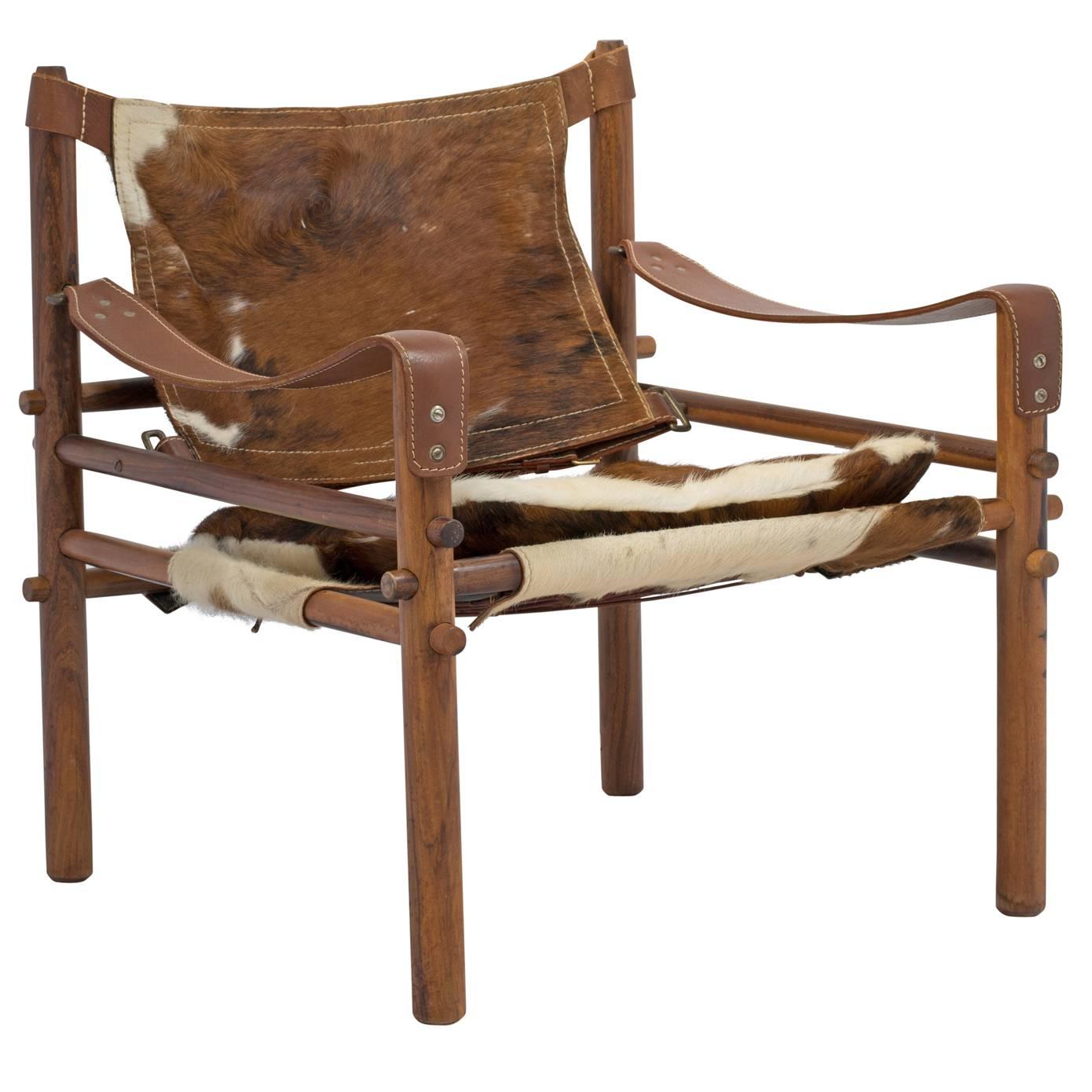 Arne Norell Sirocco Safari Chair in Rosewood and Cowhide