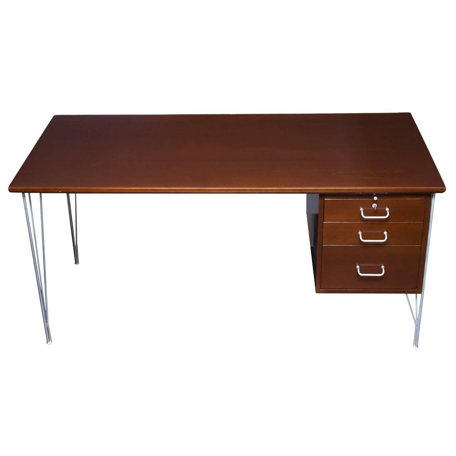 Danish Modern Single Pedestal Desk For Sale