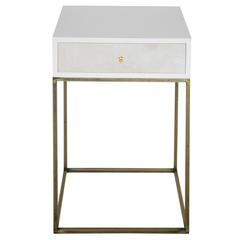 Piano Lacquered Olivia Bedside Table with Vellum Parchment Detail