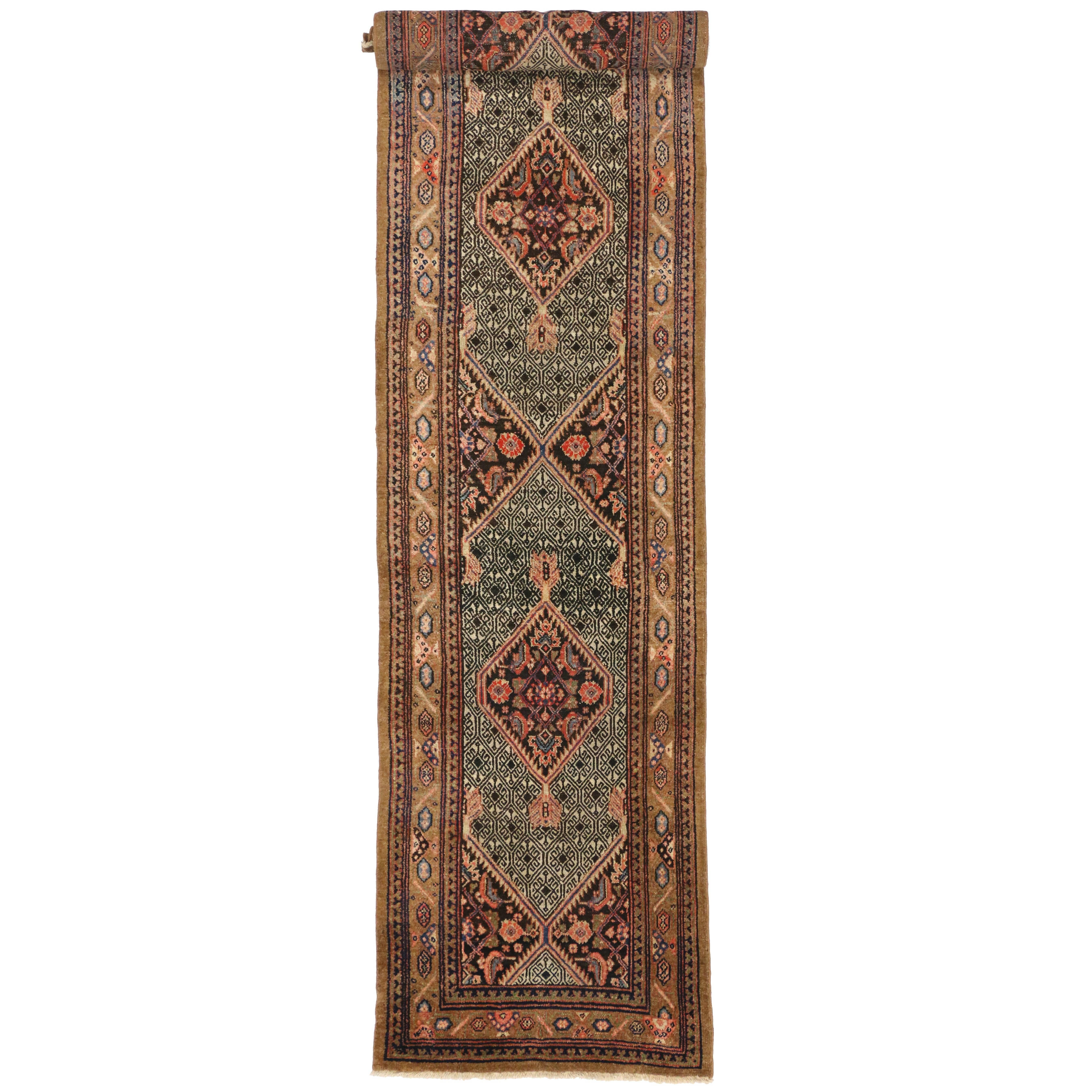 Camel Hair Antique Persian Malayer Extra-Long Runner with Arts and Crafts Style