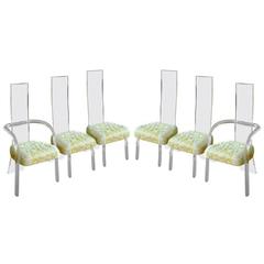 Six High Back Lucite Dining Chairs by Charles Hollis Jones