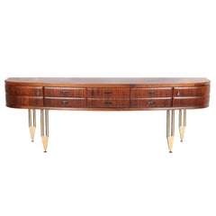 Mid-Century Italian Palisander and Cherrywood Sideboard on High Metal Feets