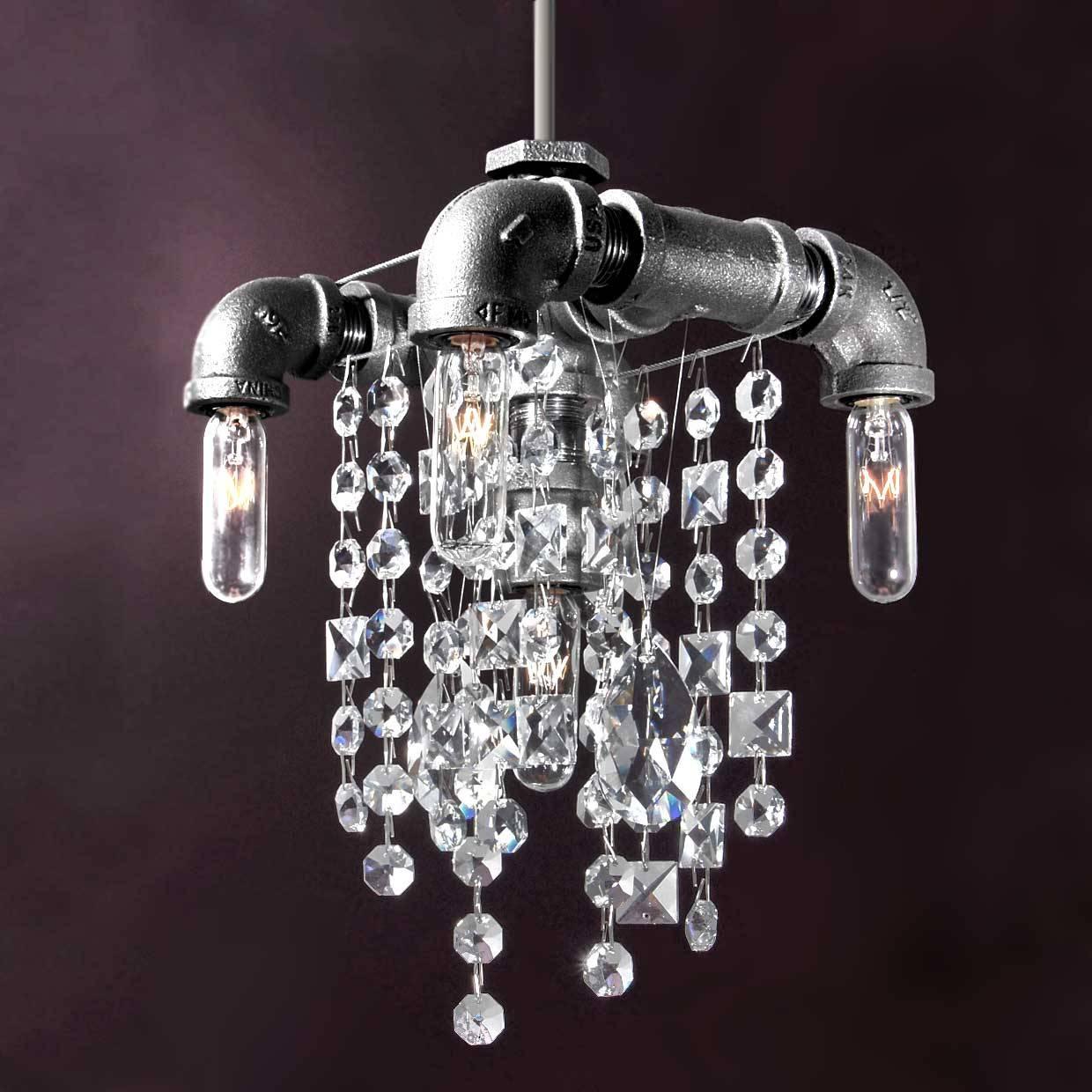 Industrial Tribeca Five-Bulb Compact Chandelier For Sale