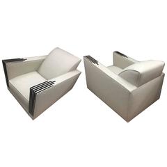Roux Spitz Awesome Spectacular Rare Long Pair of Lounge Chairs 1