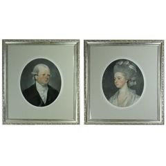 Antique Set of English Pastel Portraits of Rev. & Hon. John & Mrs. Craven, 1780