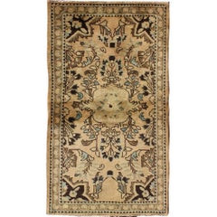 Vintage Persian Tabriz Rug with Center Medallion Design in Neutral Color Palette