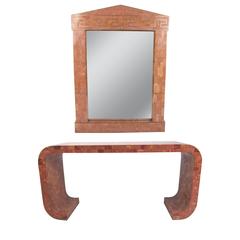 Maitland-Smith Tessellated Marble Console Table With Hall Mirror 7