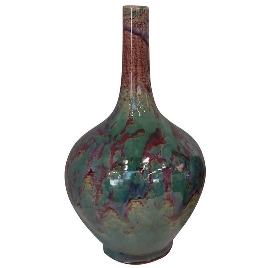 Burgundy and Turquoise Glazed Vase, China, Contemporary