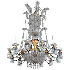 Large Baccarat Neoclassical Crystal and Ormolu Chandelier 5
