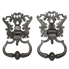 Antique Large Italian Iron Door Knockers, Pair 1