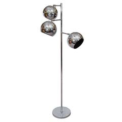 Midcentury Koch & Lowy Chrome Floor Lamp with Three Globe-Form Lights