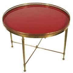 French Round Brass Side Table in the Maison Jansen Style