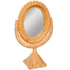 French Rattan and Wicker Table Mirror
