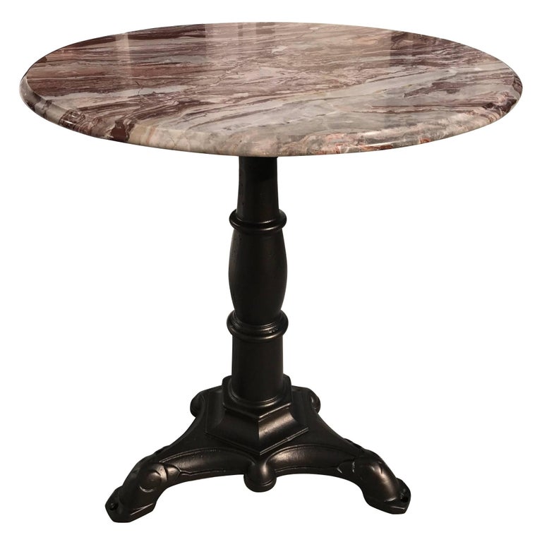 Cast Iron Side Table with Marble Top For Sale at 1stdibs
