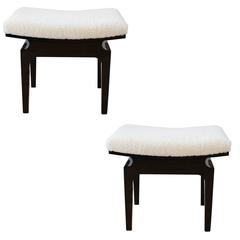 Pair of Mid-Century Modern Asiatic Benches or Poufs circa 1950s 8
