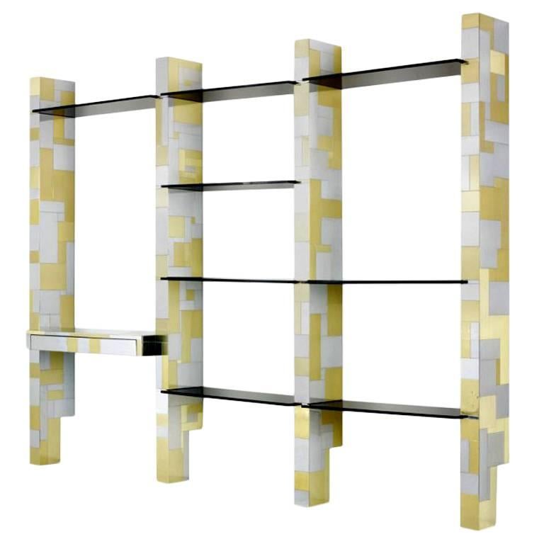 Cityscape wall unit with display shelf Paul Evans For Sale