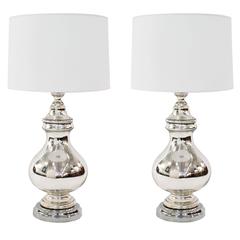 Large Sculptural Mercury Glass Table Lamps 12