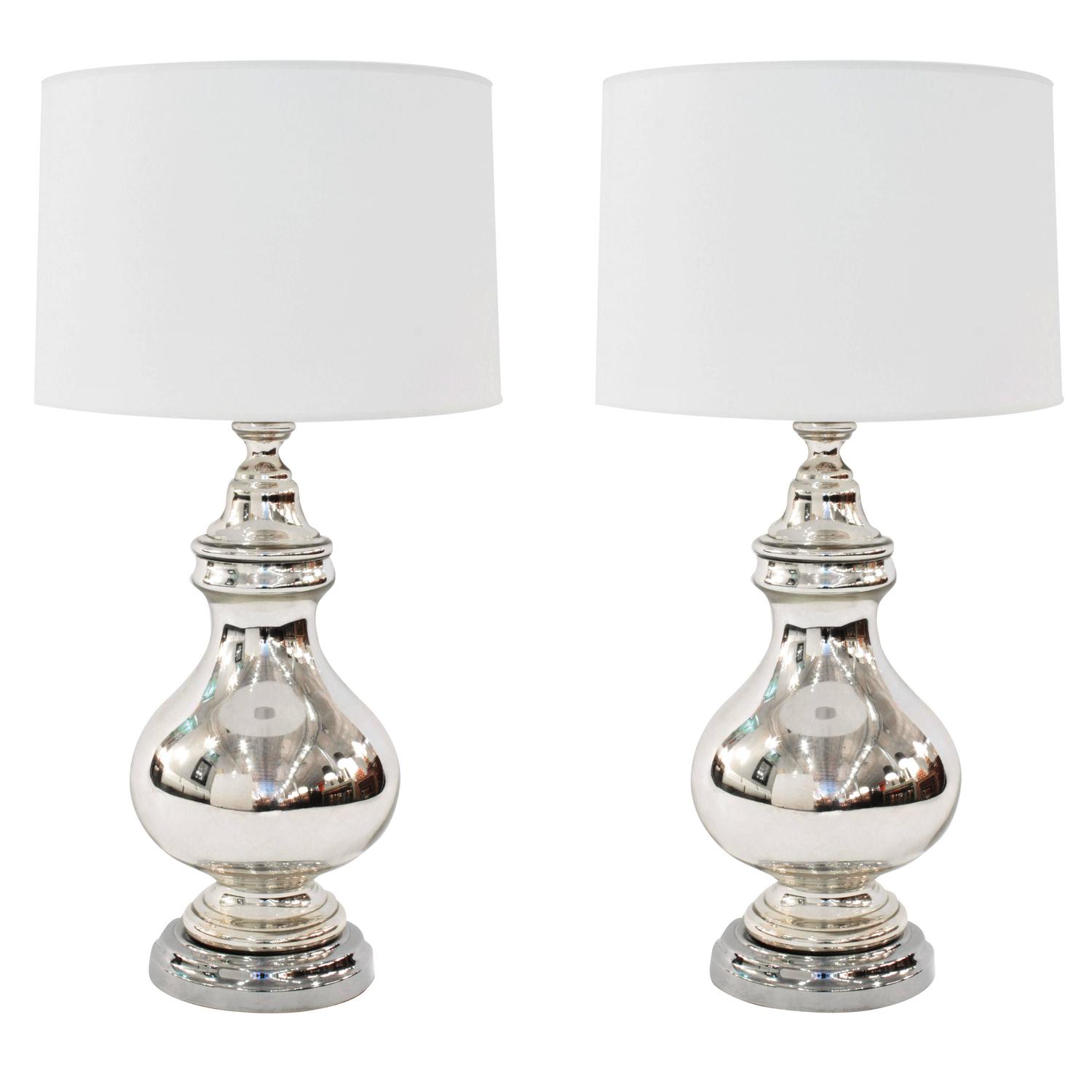 Large Sculptural Mercury Glass Table Lamps For Sale at 1stdibs