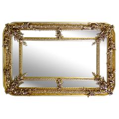 20th Century Lavish French Giltwood Crystal Wall Mirror