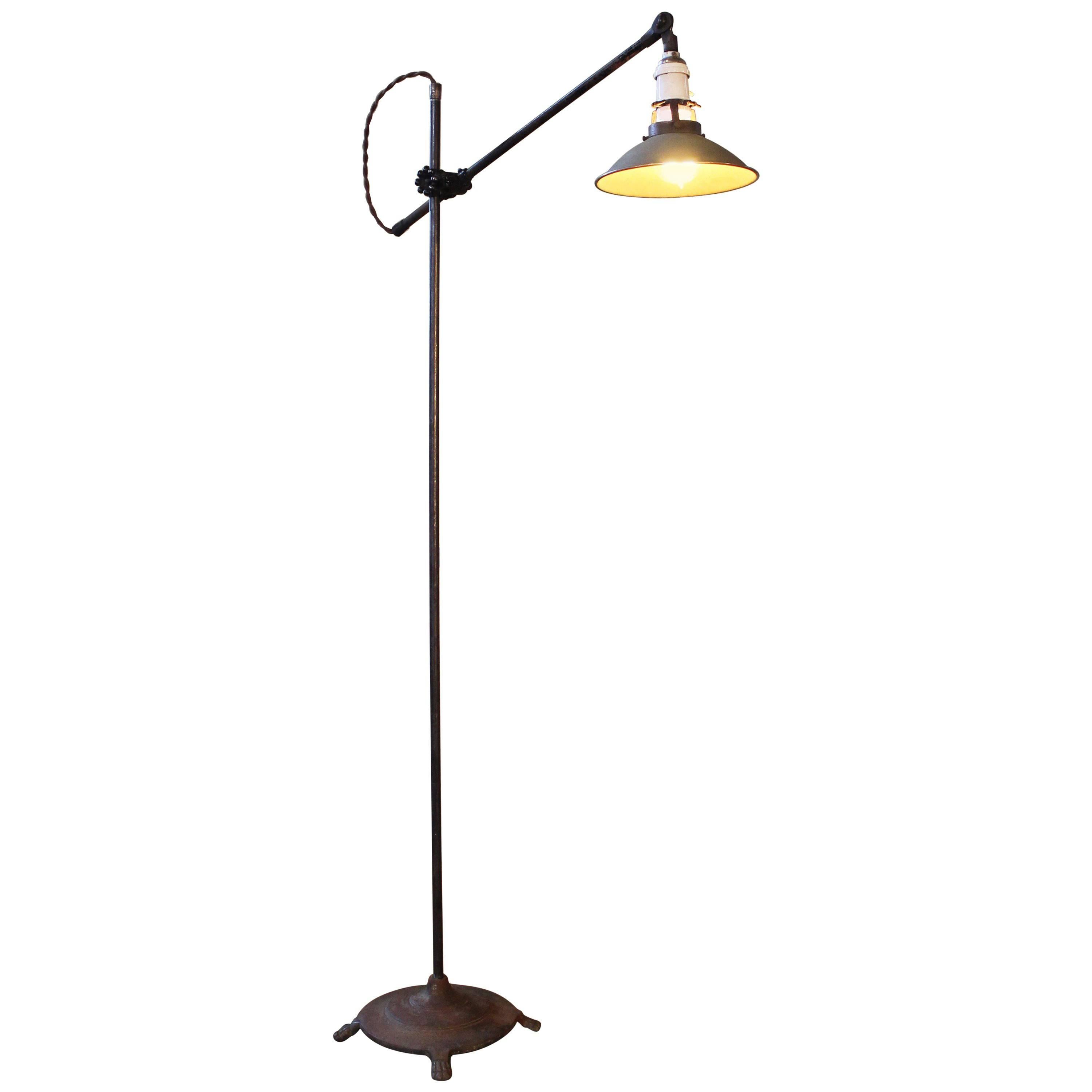 Floor Lamp, Light Vintage Shop Iron Steel Adjustable Reading Task with Claw Foot