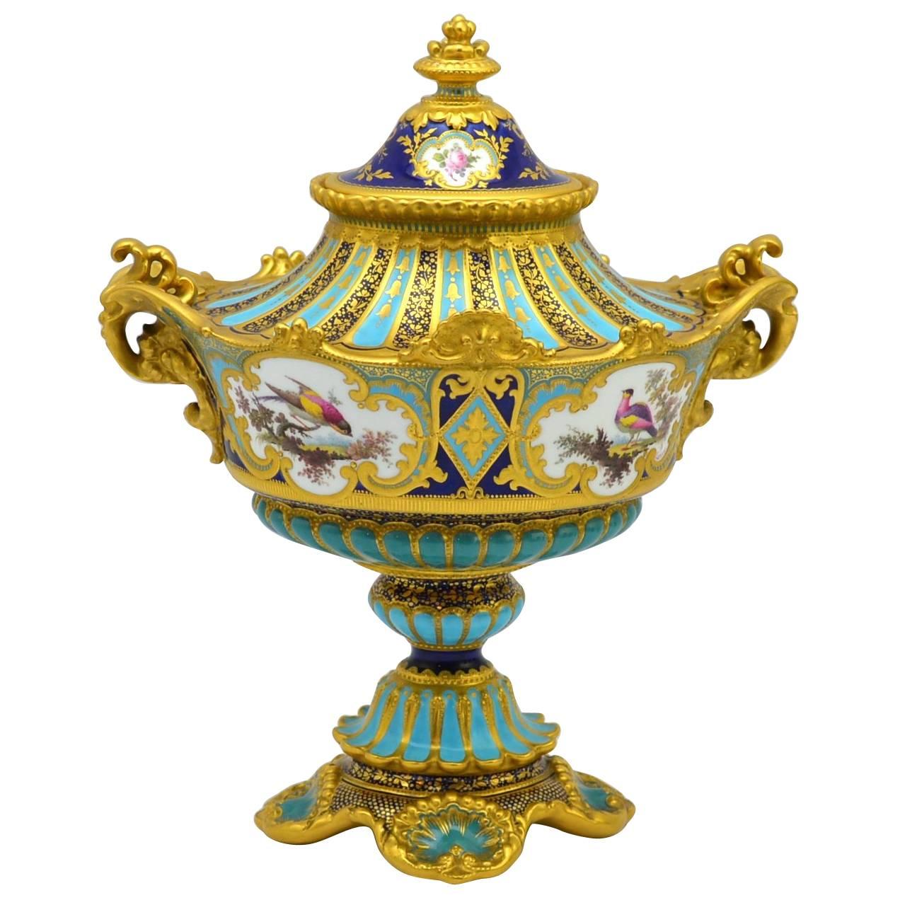Royal Crown Derby Vase and Cover by Desire Leroy For Sale