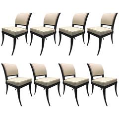 Vintage Maison Jansen Chicest Black Neoclassic Exceptional Set of Eight Dinning Chairs