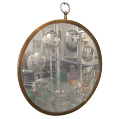 Vintage Modern Round Circular Op Opi Art Wall Mirror