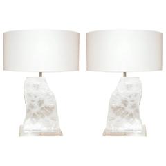 White Selenite Stone Table Lamps by Swank Lighting