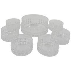 Rosenthal "Holdfast" Cut Crystal Serving Bowl and Six Matching Dessert Bowls