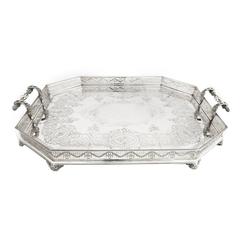 Antique Massive Victorian Sterling Tray by Martin & Hall