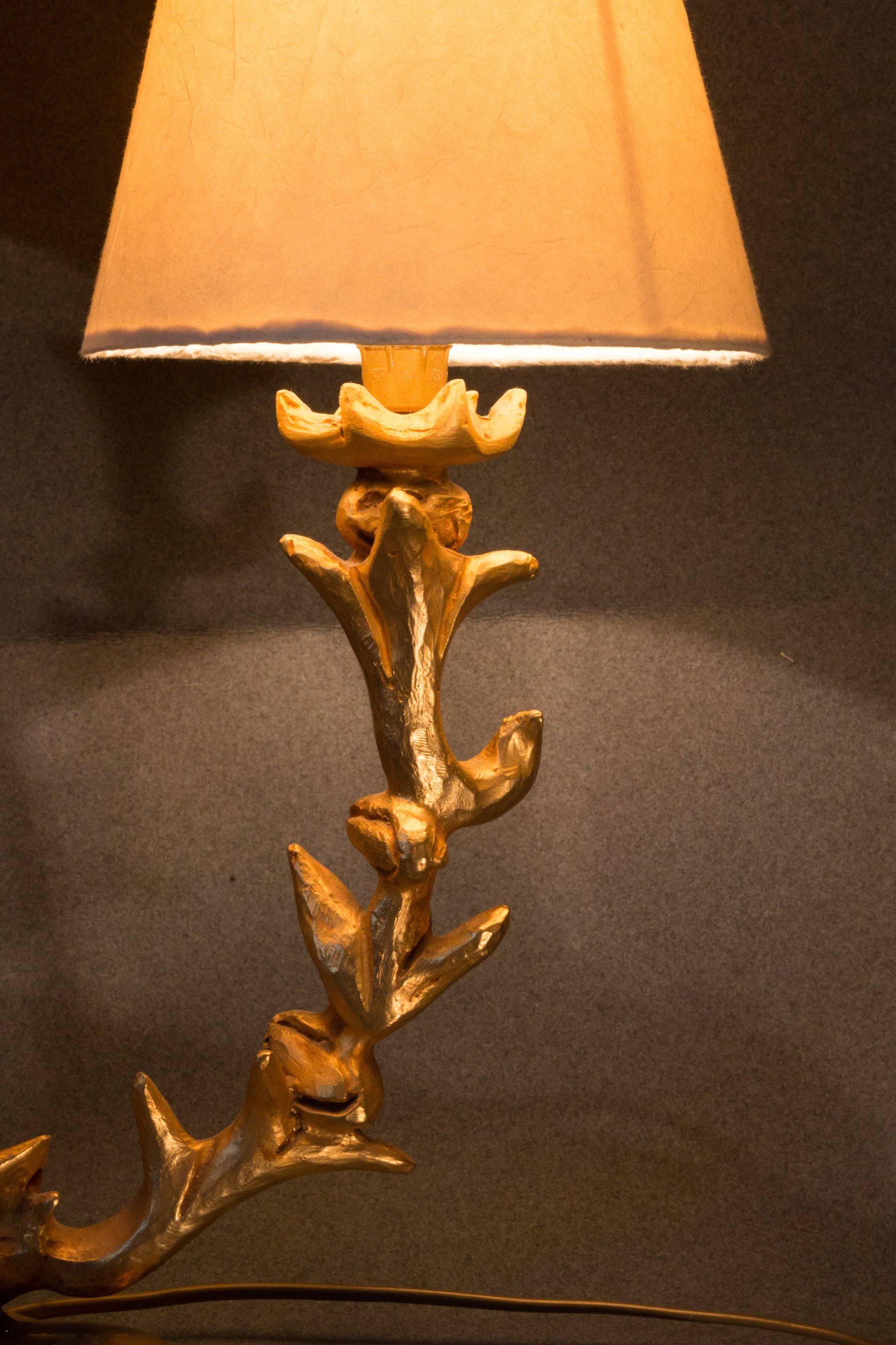 20th Century Rare French Sculptural Ormolu Table Lamp by Mathias for Fondica, circa 1995