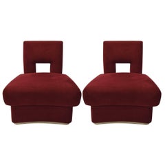 Pair of Deco Style Lounge Chairs, USA Circa 1975