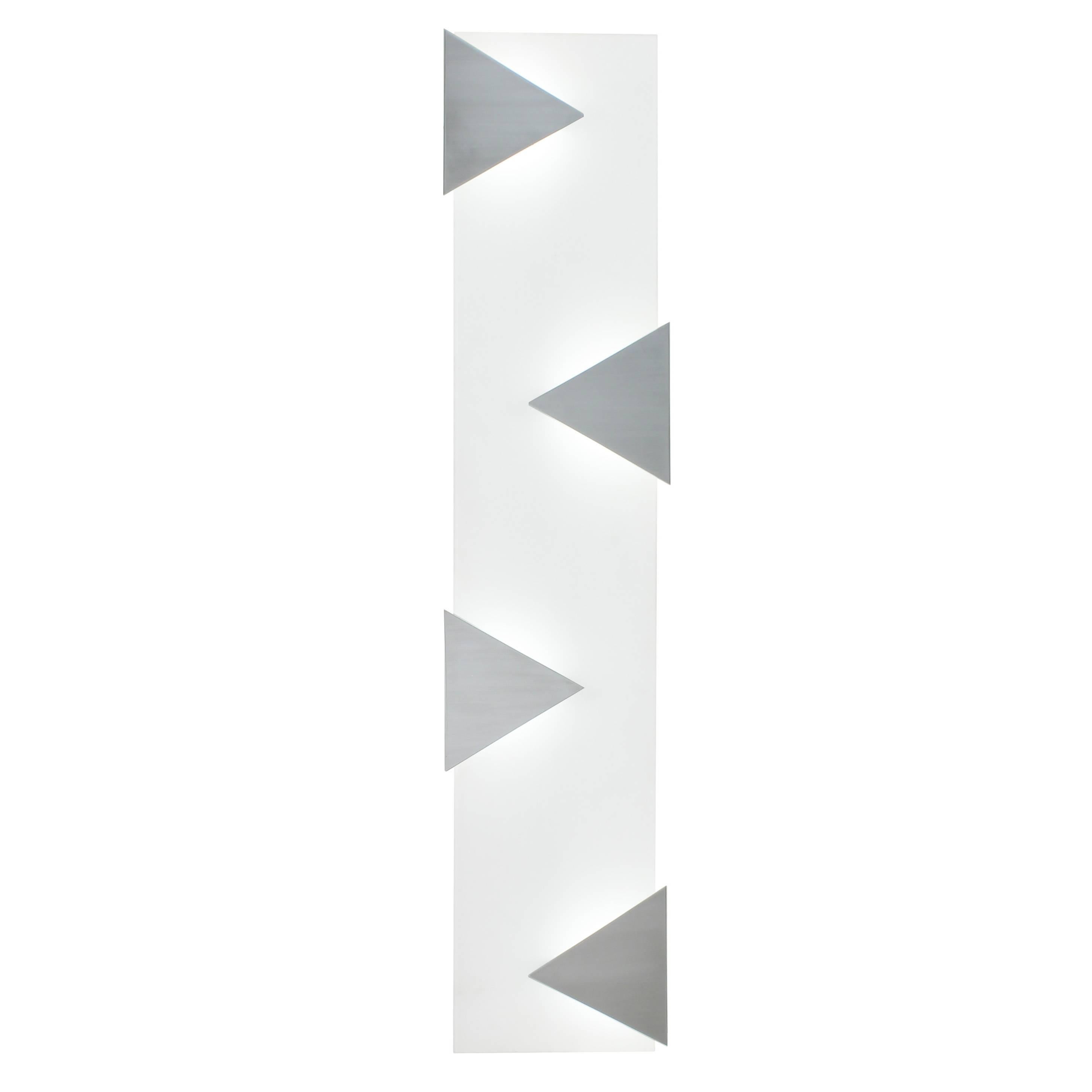 Mid-Century Modern Style Wall Art Sconce Light White Glass with Triangles For Sale