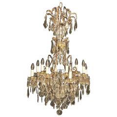 French Bronze and Crystal Thirteen-Light Chandelier