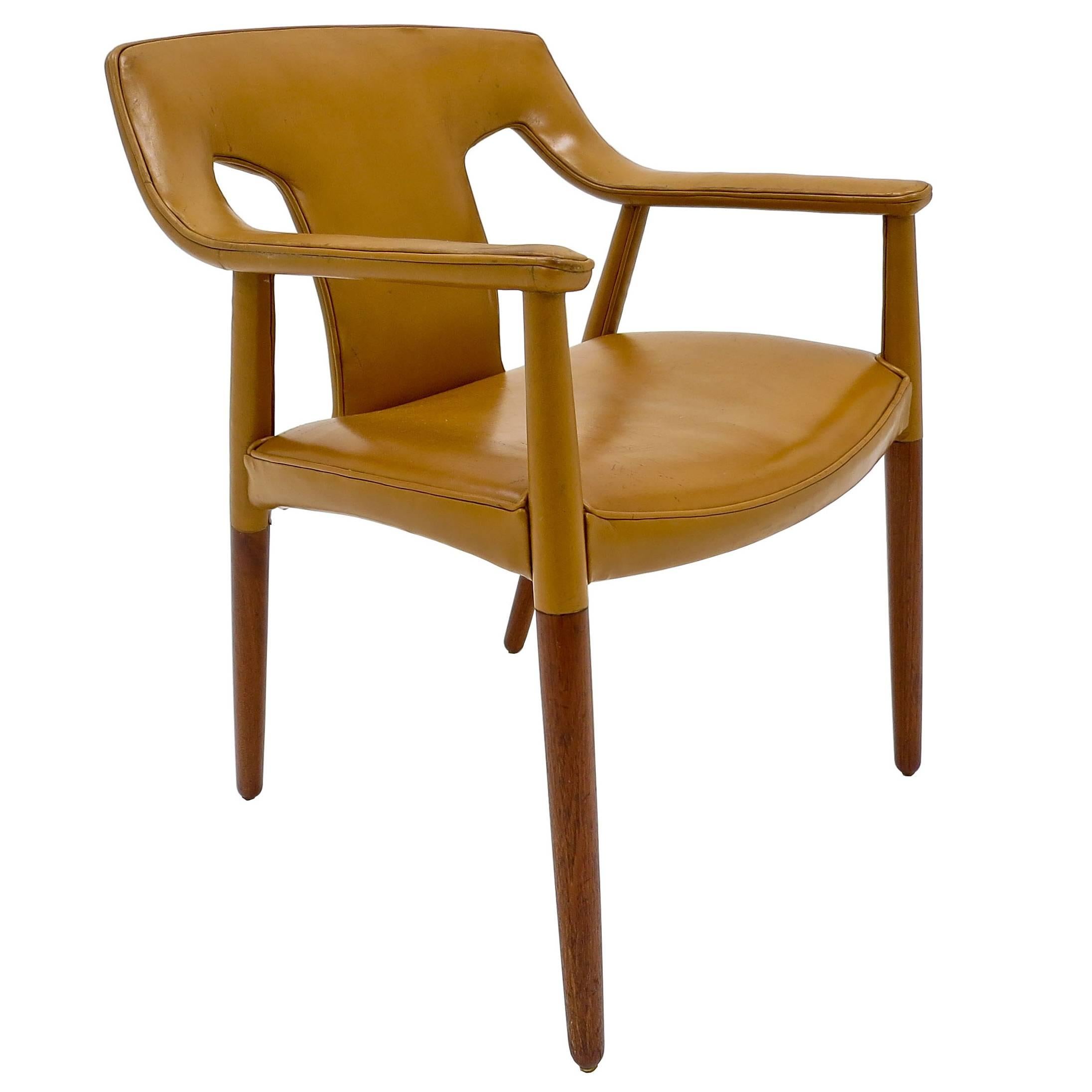 Bender Madsen and Larsen Armchair Leather and Teak, Danish, 1950s For Sale