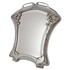 Silvered Art Nouveau mirror by Orivit beveled glass, Germany 1904.