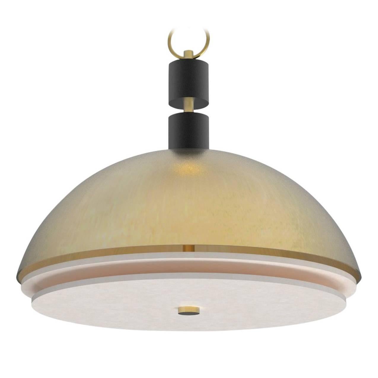 This contemporary light made of brushed brass and alabaster is part of the Orphan Work brand and can be used as a ceiling pendant. 

ORPHAN WORK is a new identity for lost designs from Material Lust’s own archive. We have designed ASSEMBLAGES that